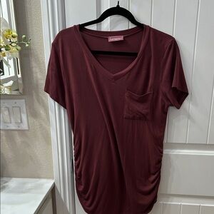 Ragdoll Burgundy V-Neck Short Sleeve Tee